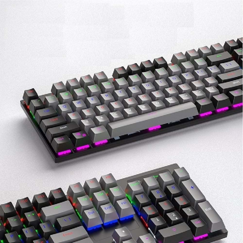 XUNFOX K50 Gaming Mechanical Keyboard USB Luminous Color Wired 104 keys with RGB Light Blue Switch for PC Computer Games