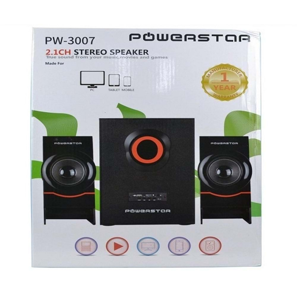 Powerstar PW-3007 2+1 Profesyonel Ses Sistemi Kumandalı