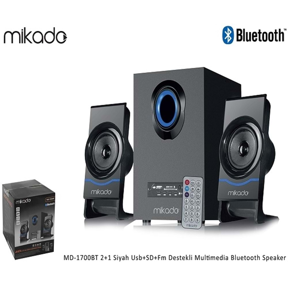 Mikado MD-1700BT 2+1 Siyah Usb SD Fm Destekli Multimedia Bluetooth Hoparlör