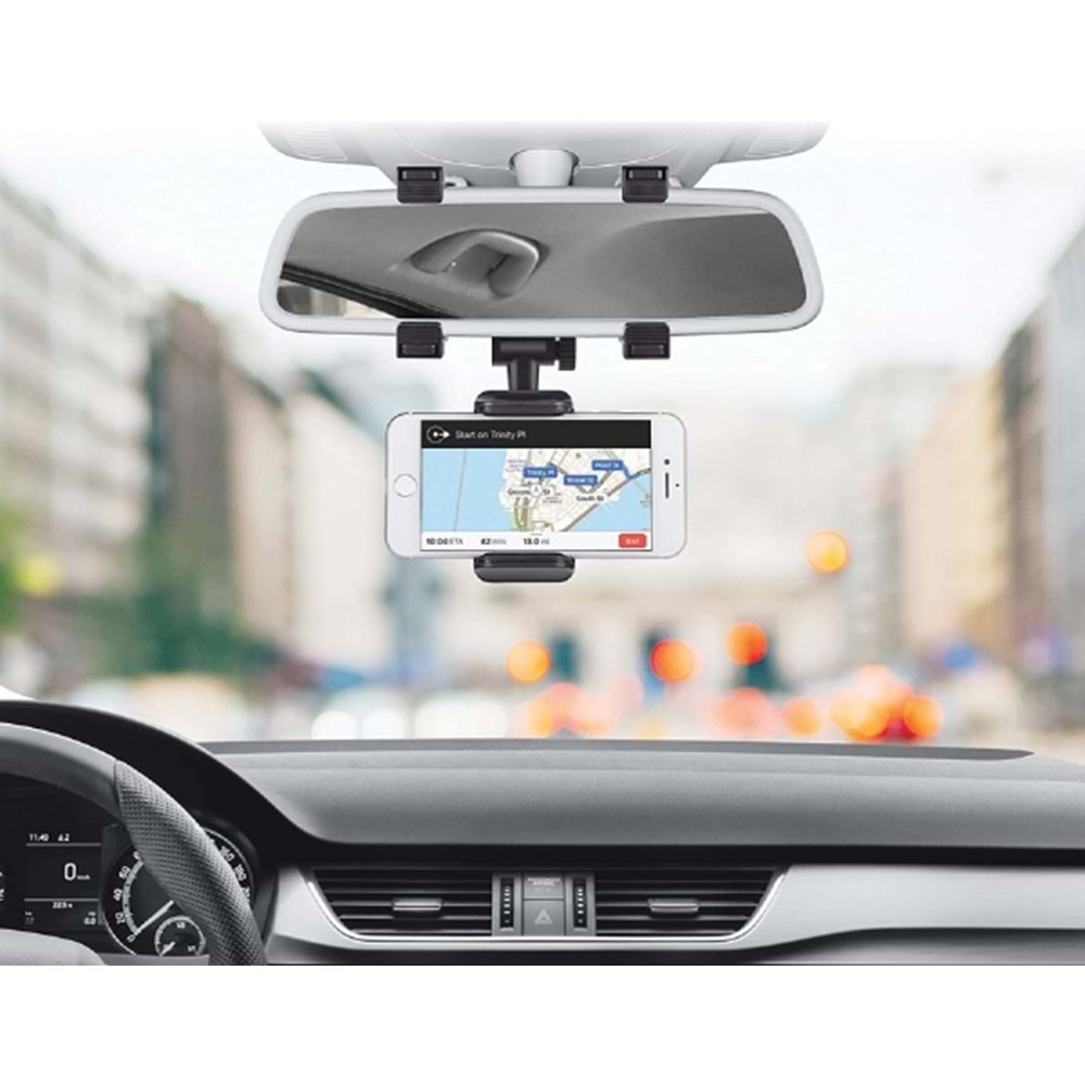 Merkury Innovations Rearview Mirror Car Mount Grip Clip for Universal Smartphones