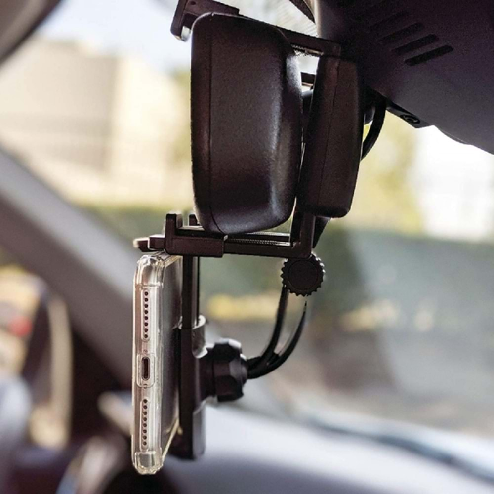 Merkury Innovations Rearview Mirror Car Mount Grip Clip for Universal Smartphones