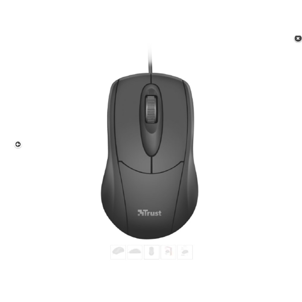 TRUST ZIVA KABLOLU 1200DPI OPTIK USB MOUSE SİYAH (21947)