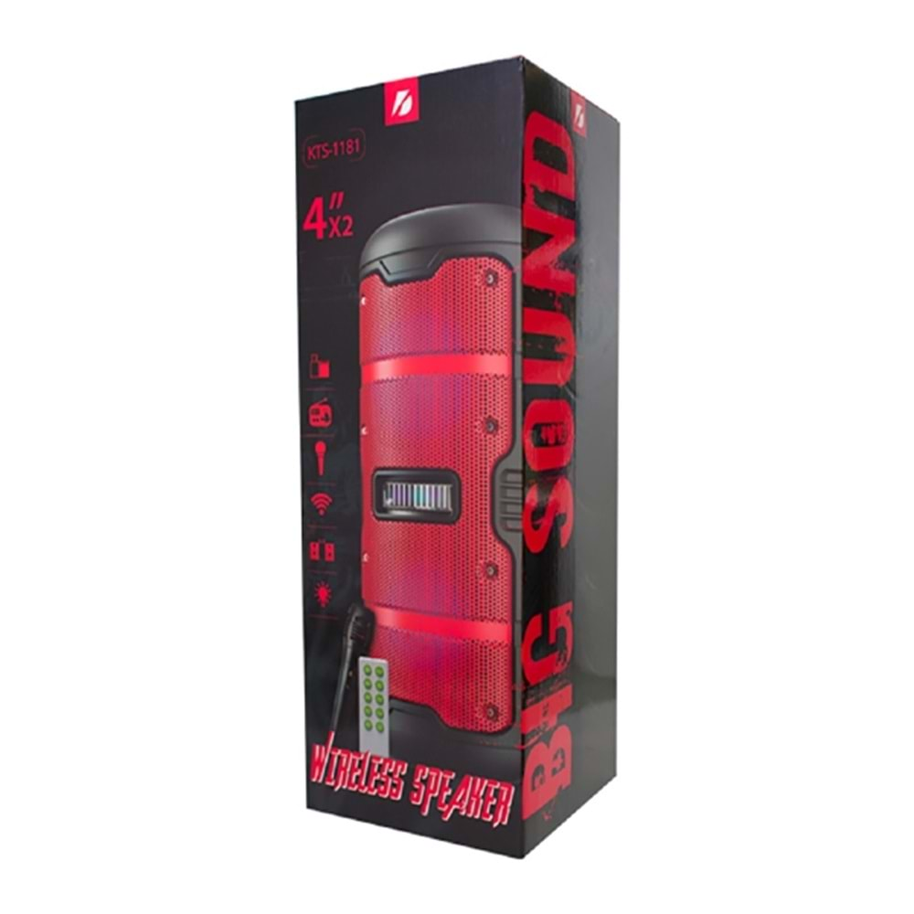 KTS-1181 MİKROFONLU LEDLİ BULUTUT SPEAKER USB-TF-FM