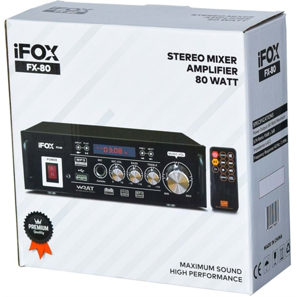 İFOX Usb Li 80W Stereo Amfi FX-80