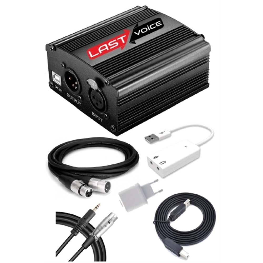 Lastvoce Ph-1000SX +48V Usb Phantom Power SesKartı (XLR Kablo 7.1 Kart 3.5 mm Jack Kablo Adaptör #alosat