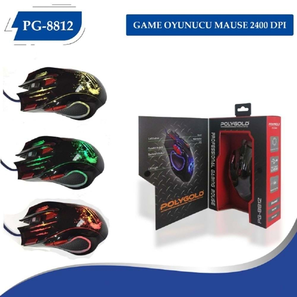 POLY GOLD PG-8812 Game Oyuncu Mouse 2400 DPI #alosat