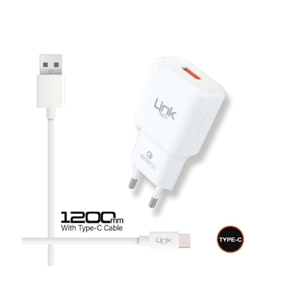 Linktech T443 Type-c Kablolu Quick Charge 3.0 Hızlı Şarj 15W Aleti 1.2m