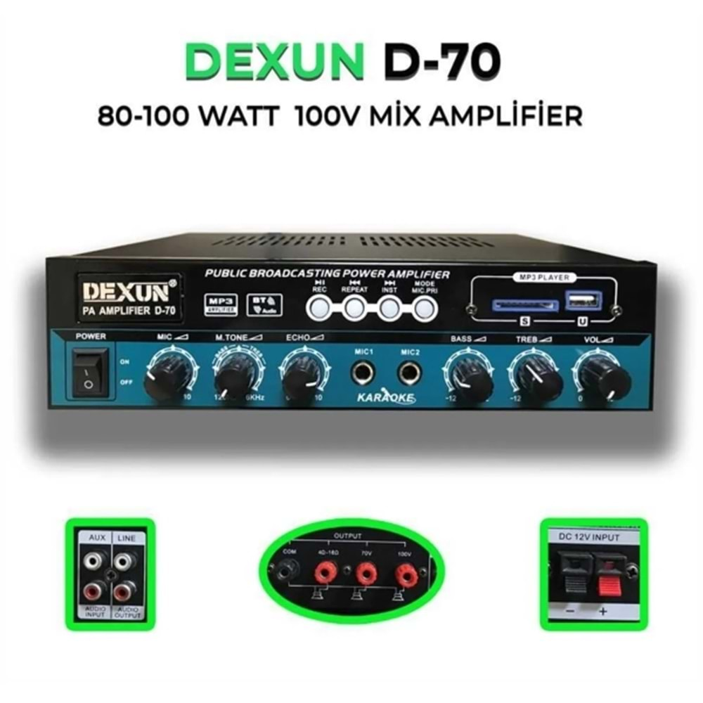 Dexun D-70 60 Watt 100 Volt Hat Trafolu Mikser Amfi D-70