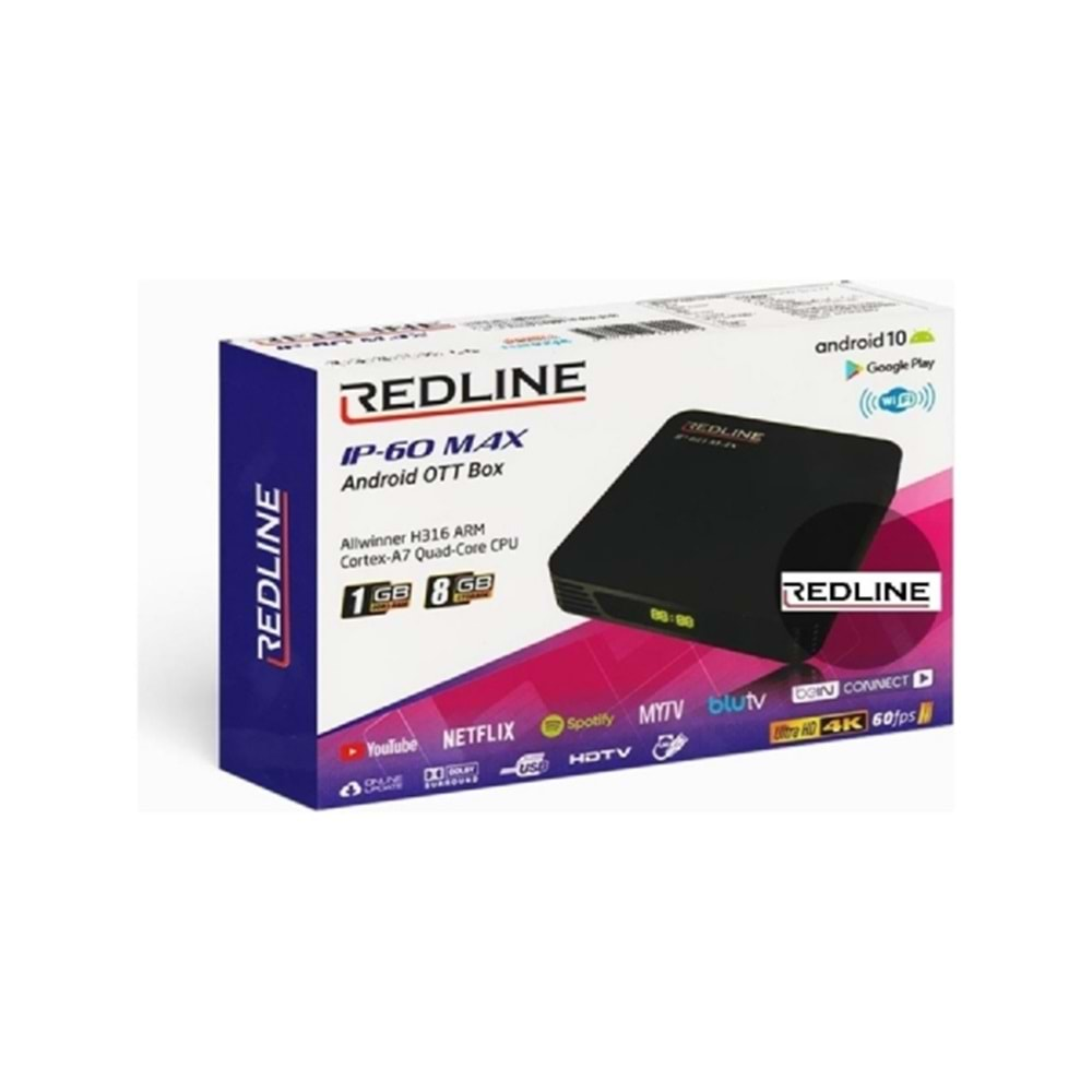 REDLİNE 1GB/8GB IP-60 MAX ANDROİD 10 TV BOX 4K