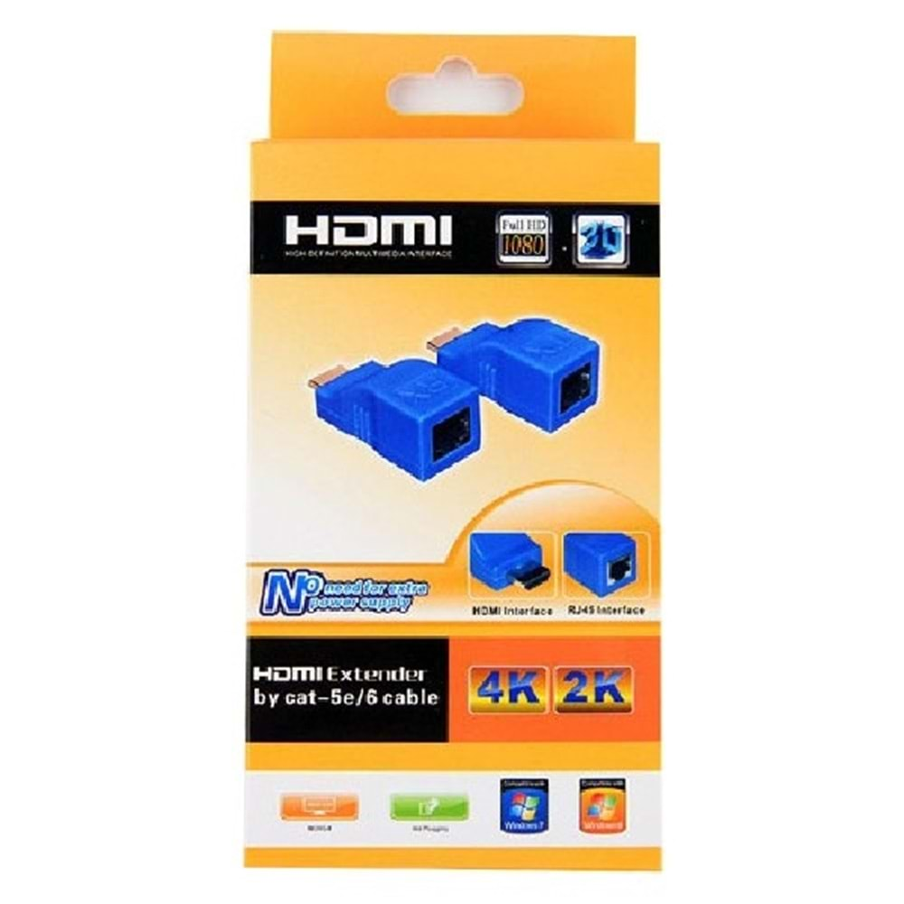 Hdmı Extender 4K 3D Rj45 Cat6 ile 30m Hdmı Uzatıcı