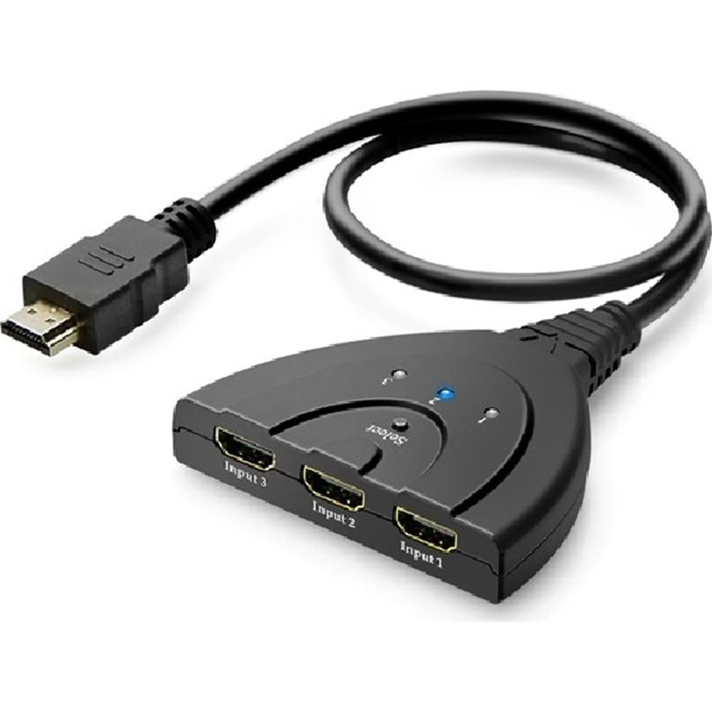 Badatrend 3 Port HDMI Switch Pigtail Kablo Full Hd 1080P HDMI Çoklayıcı Çoğaltıcı 3 Giriş 1 Çıkış Çoklama