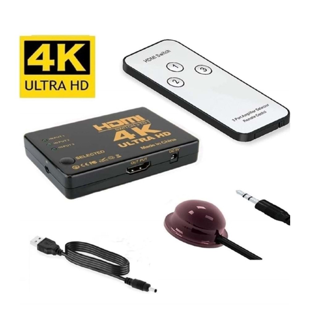3 Port Hdmi Switch Kumandalı Hdmı Seçici 3 Giriş 1 Çıkış Hdmi Çoğaltıcı Hd1080p AO-HDS3