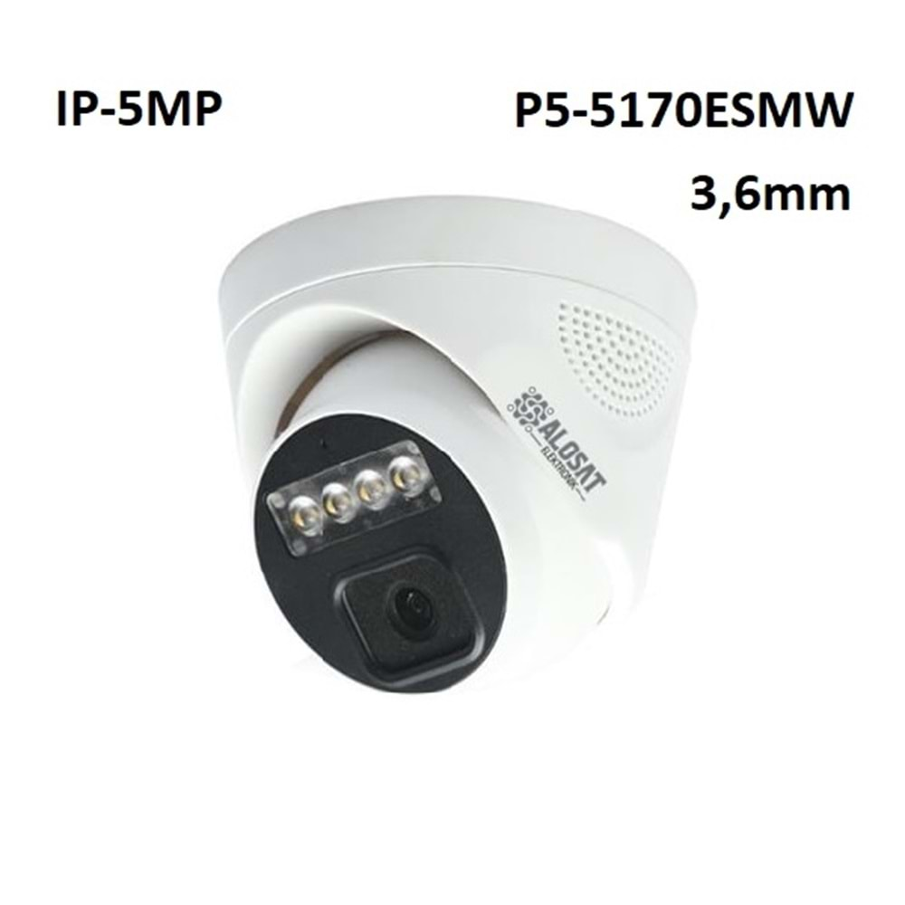 ALOSAT IP 5MP P5-5170ESMW4 3,6MM Dahili ses IP DOM Gece Renkli 4Warm Light LED DOM Kamera Fulhan Bord SESLI POE IP H.265 5Mp 2592x1944P Full HD 3,6MM 5Mp Sabit Lens, 1/2,7