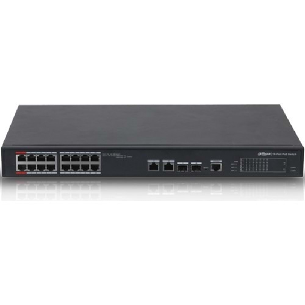 DAHUA DH-PFS4218-16ET-240-V3 18+2 10/100 Yönetilebilir (L2) +2 Port Gb. 2 SFP 16 PORT POE 240W Metal Kasa