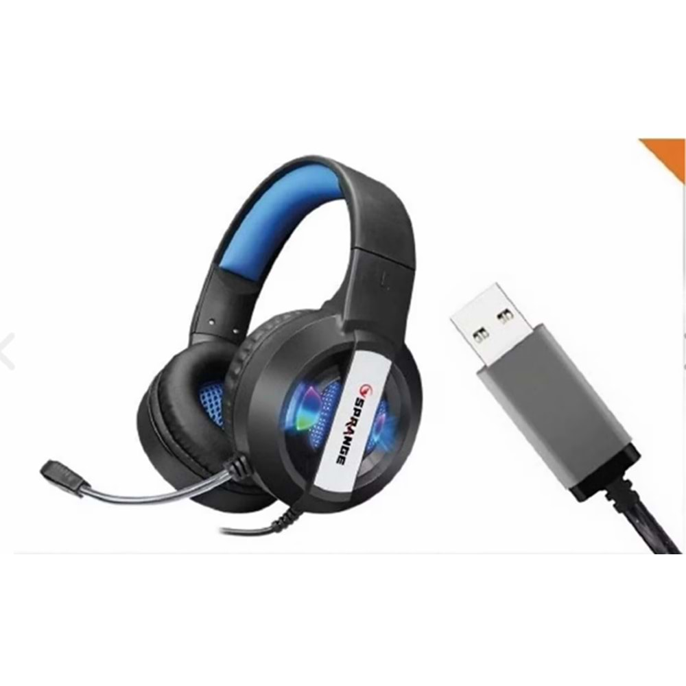 SPRANGE SR-X11 USB SES KARTLI 7+1 RGB IŞIKLI OYUNCU PC MİKROFONLU KULAKLIK