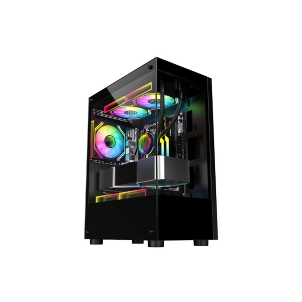 Revenge Crystal Midi Tower 3 RGB Fanlı Temperli Cam Panel Gaming Oyuncu Bilgisayar Kasası