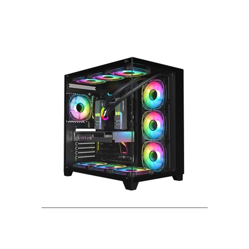 Revenge Supernova Beyaz SYAH 7 RGB Fanlı ATX Temperli Cam Panel Akvaryum Gaming Bilgisayar Kasası