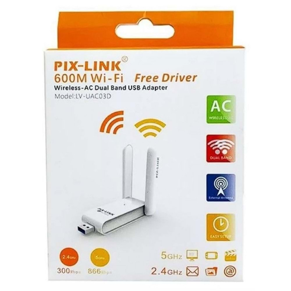 Pix-Lınk Wifi Adaptör (W-6) Dual Band LV-UAC03D