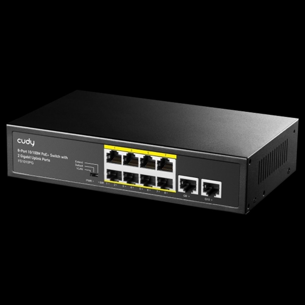 CUDY FS1010PG 8 Port 10/100 Yönetilemez +2 Port Gigabit Desktop (8 Port Poe+) 120W Switch