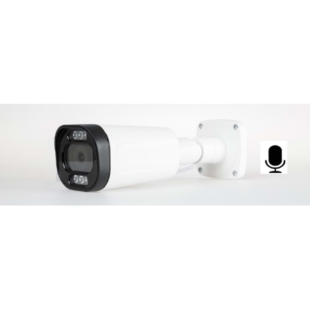 ALOSAT 2MP H2-8827MSW6 AHD SESLİ Bullet 25CM Gece Renkli 6Warm Light LED AHD 2MP Güvenlik Kamera MATAL KASA 3,6 MM 5Mp Sabit Lens, 1/2,7