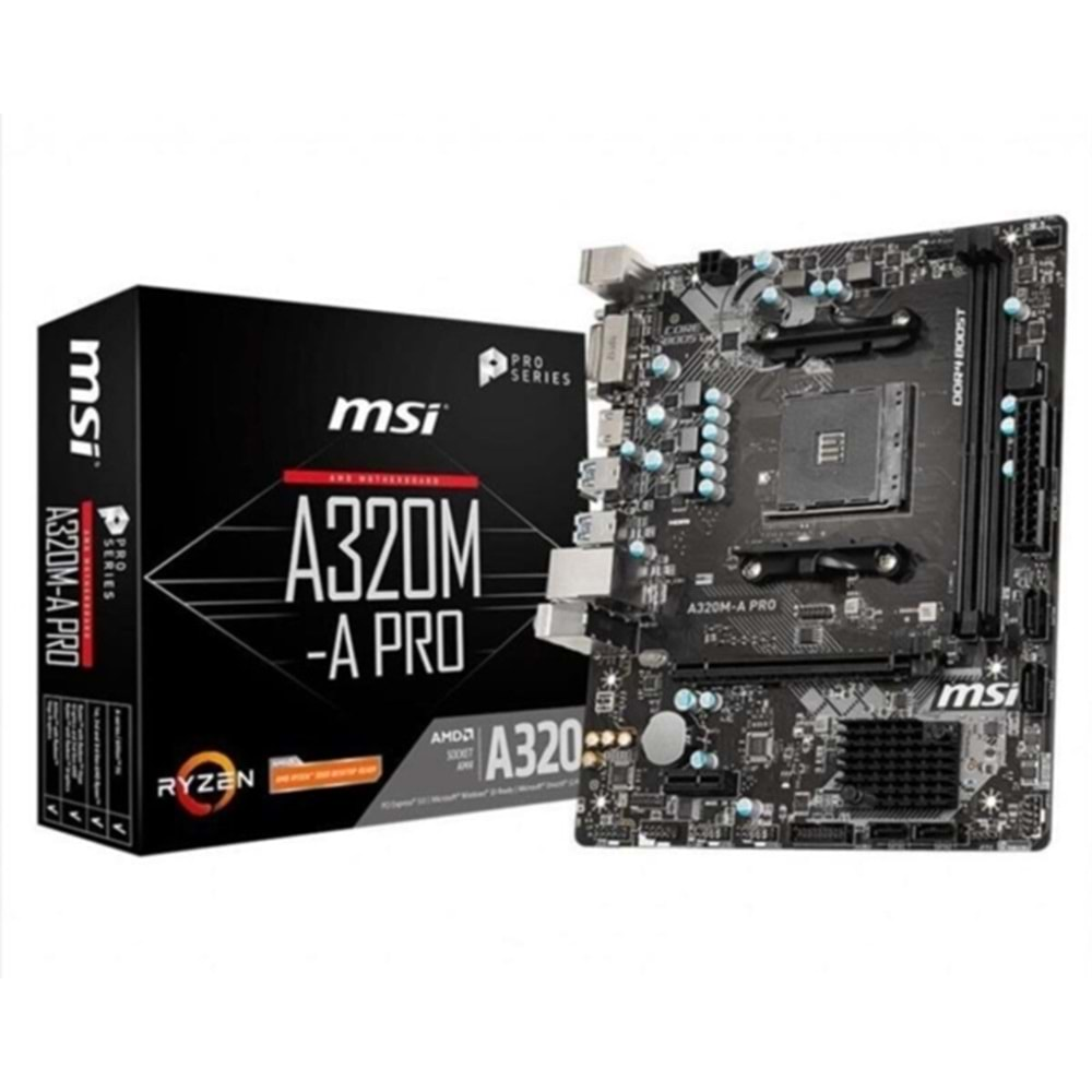 MSI A320M-A PRO A320 DDR4 (Vga Yok) GLan mATX DVI HDMI USB3.1 AM4 AMD Anakart