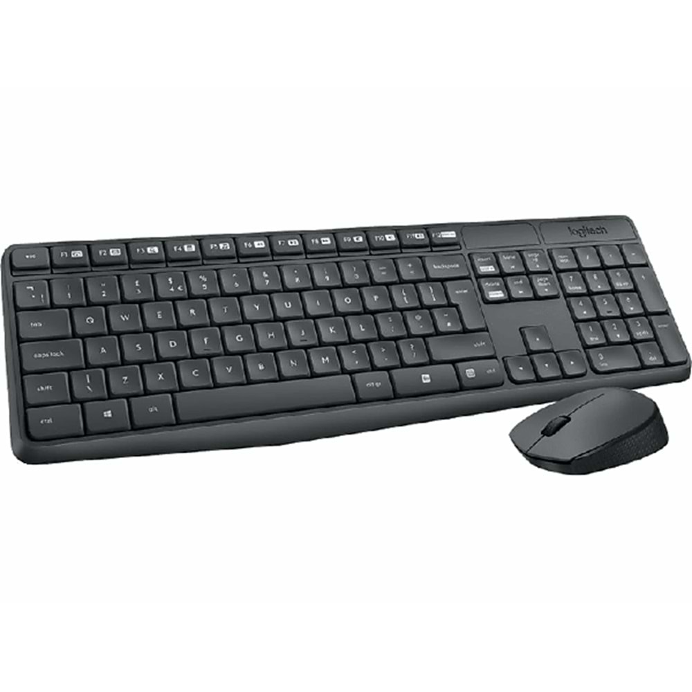 LOGITECH MK235 USB Alıcılı Kablosuz Türkçe Q Klavye Mouse Seti - Siyah