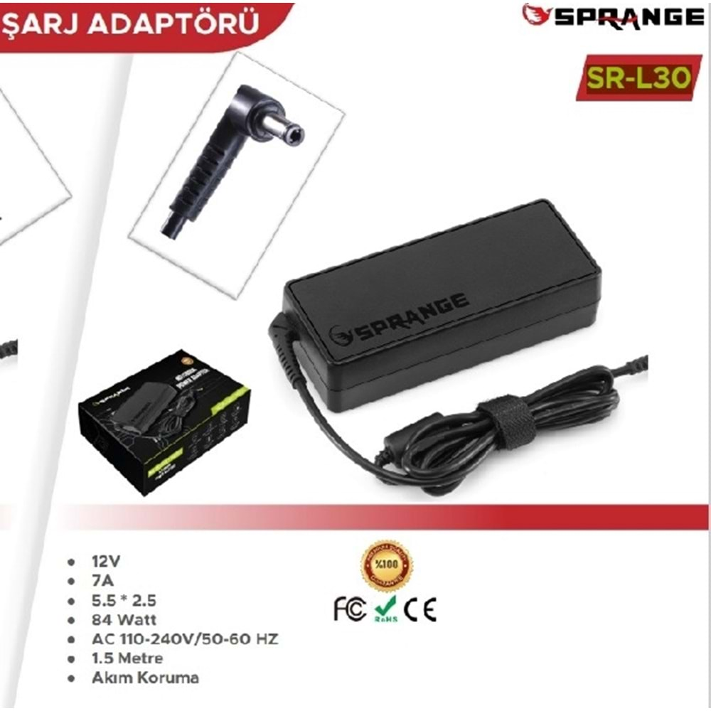 SPRANGE SR-L30 12V 7A 5.5*2.5 Adaptör Led Kamera Adaptörü