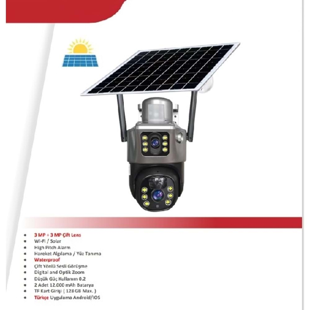 MPIA PT-9547SW 3+3MP kablosuz SOLAR güneş kamera çift lens WiFi PTZ kamera açık dahili pil Video gözetim kamera uzun zaman bekleme V380PRO