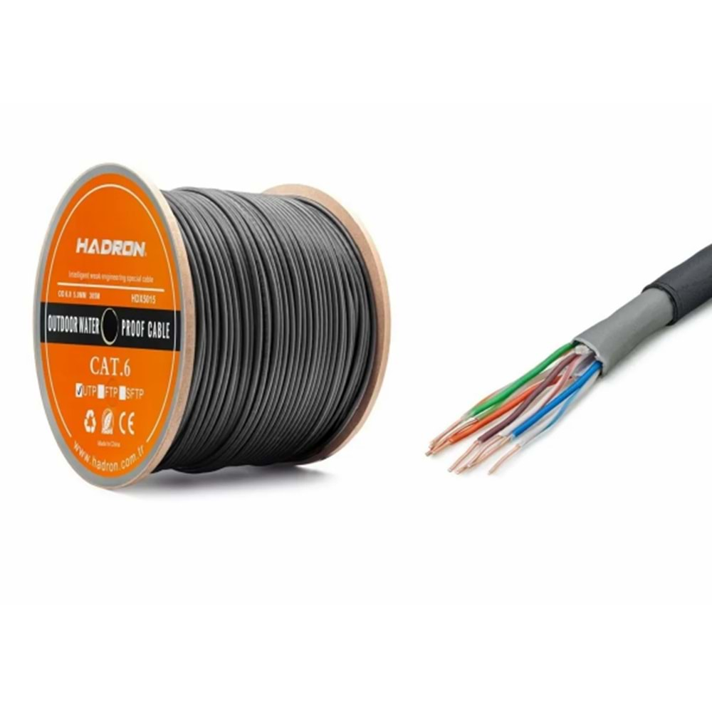 HADRON HDX5015 Kablo Cat6 305mt 24awg 0.511mm Od6.5 Dış Mekan