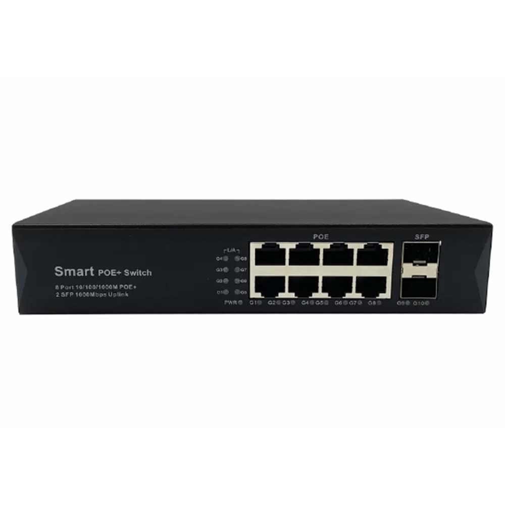 ALOSAT 8 PORT 10/100/1000 PoE + 2 1000X SFP Slot | Smart PoE Switch