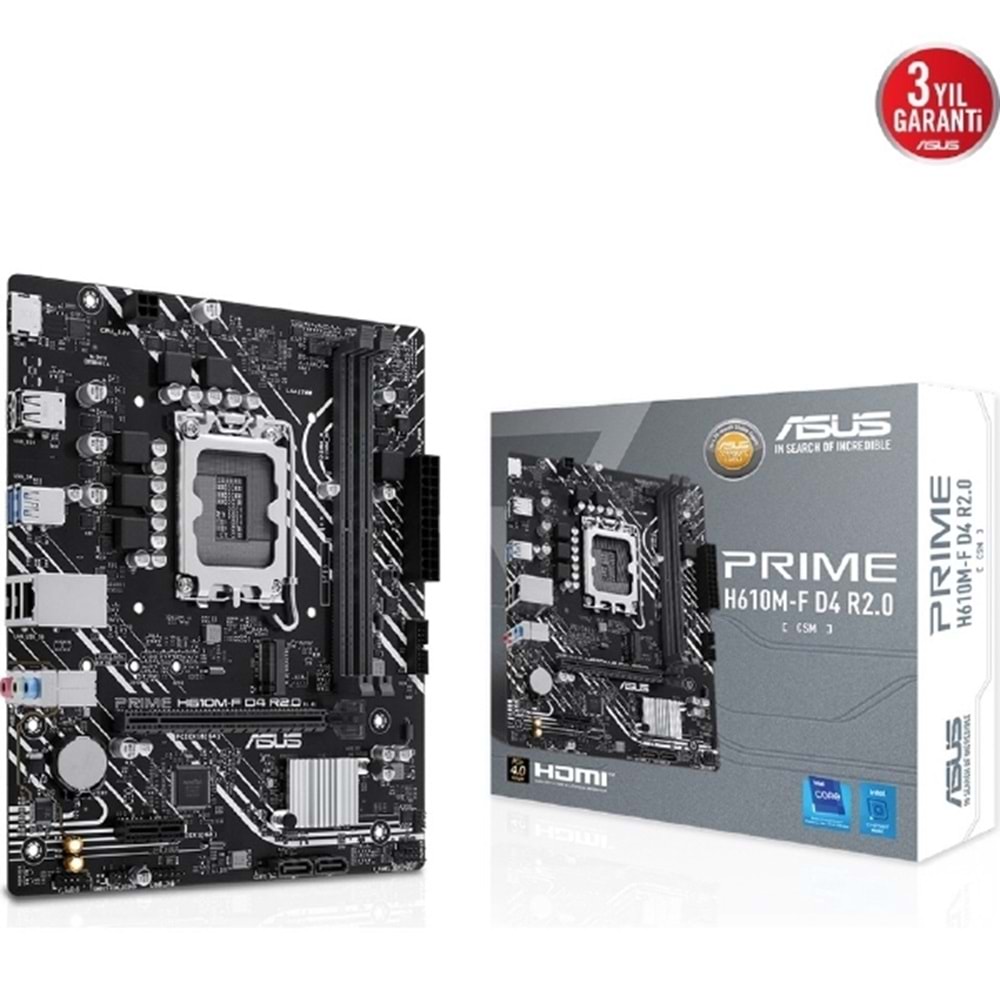 Asus Prıme H610M-F D4 R2.0-Csm Intel H610 Lga1700 DDR4 3200 Hdmı M2 Usb3.2 Matx (Prıme H610M-F D4 R2.0-Csm) Anakart