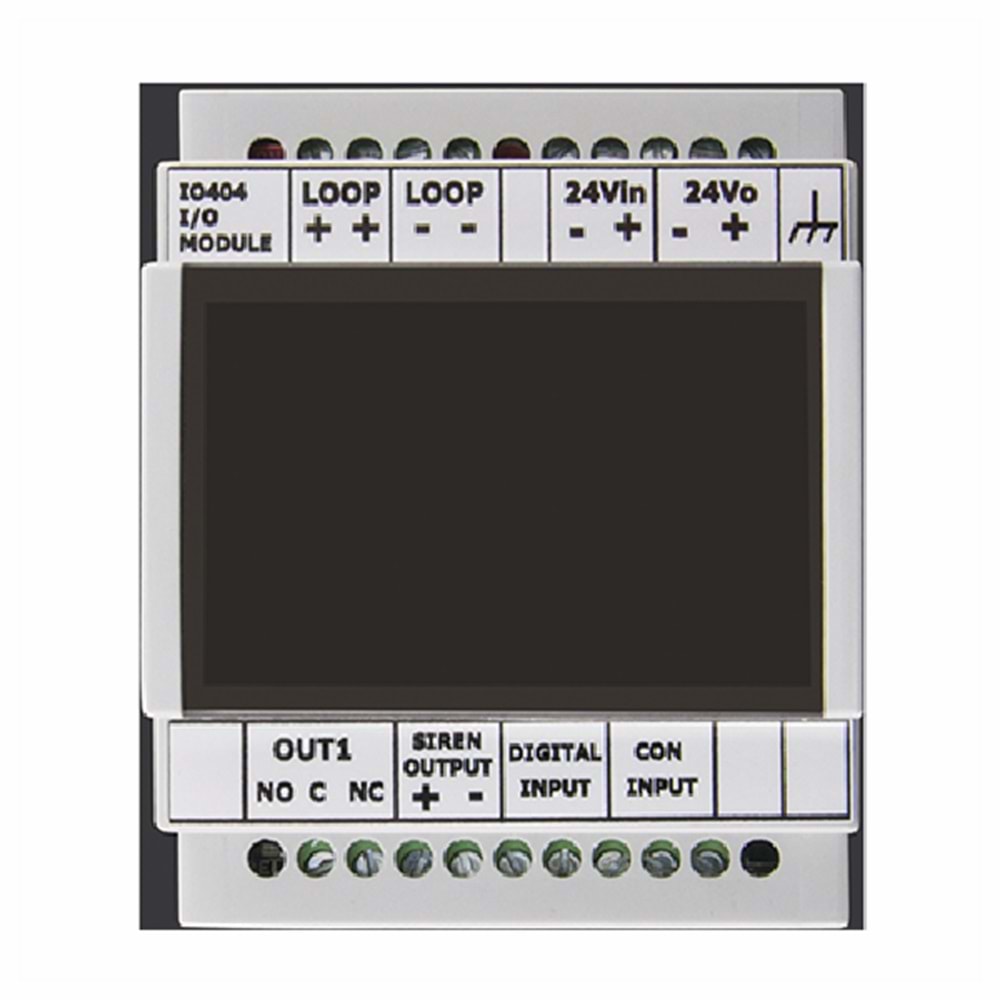 CODESEC IO404 Adresli Seçilebilir Fonksiyonlu Giriş/Çıkış ModülüAdresli giriş/çıkış modülünün süpervize siren kontrol modülü, zone kontrol modülü, süpervize giriş modülü ve çıkış modülü olarak 4 farklı fonksiyonu bulunmaktadır. Dipswitch ile aynı and