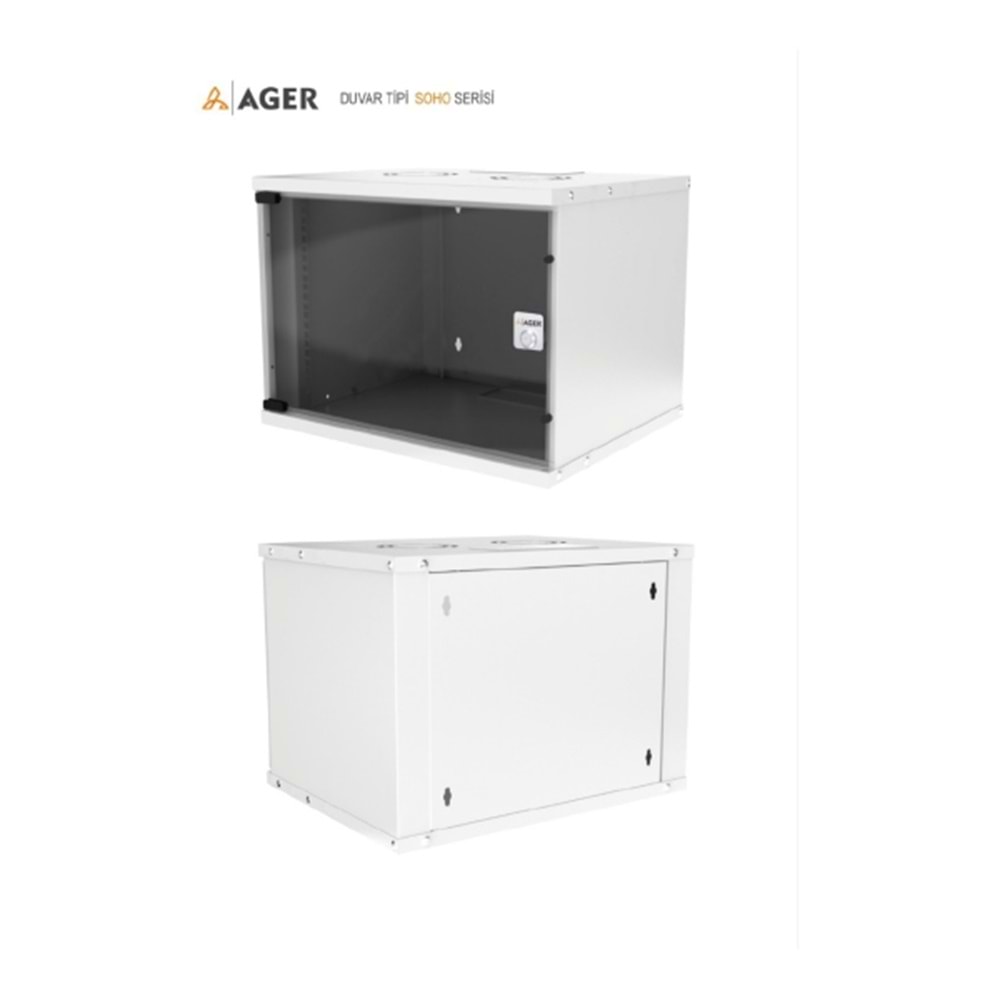 AGER 9U 510X400MM Duvar Tipi Beyaz Kabinet Demonte Soho AG-SH09U5140B1-CBAA-B-D1