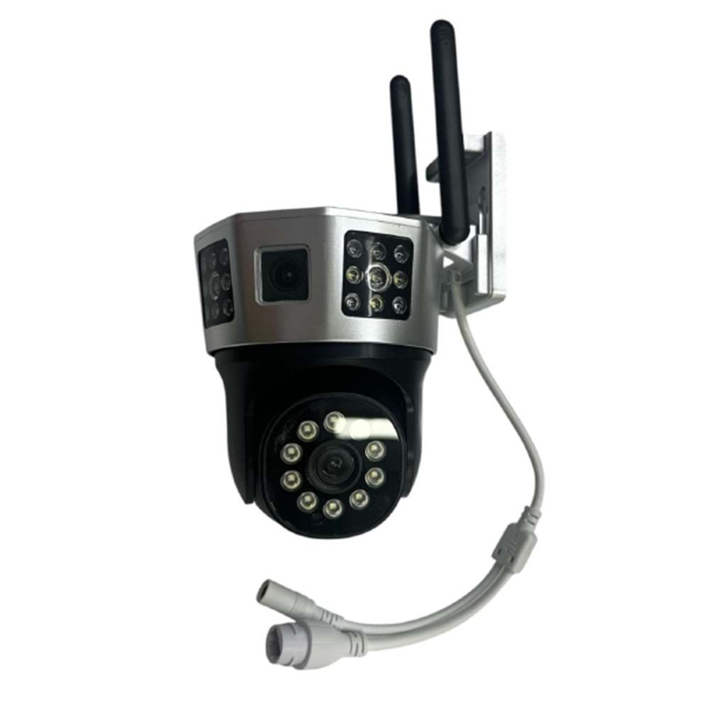 ALOSAT 4G-4622 4G Kamerası Çift Lens Dış Mekan 6MP 4K IP Kamera PIR Gece Görüş V380 Pro CCTV Güvenlik