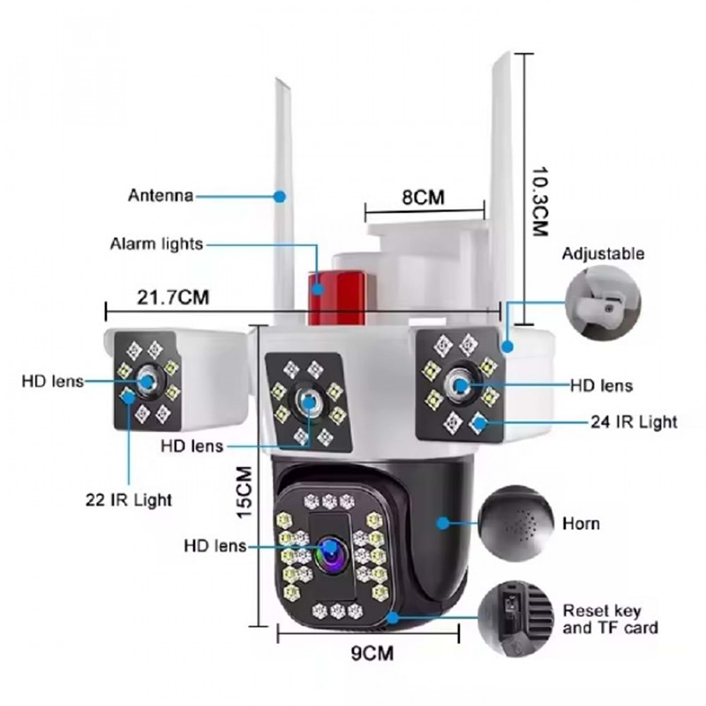 ALOSAT W-8456 6MP HD ev güvenlik 3kamerası gerçek üçlü Lens açık kablosuz WIFI kamera 3 ekranlar monitör YOOSEE akıllı PTZ IP kamera YOOSEE UYGULAMASI