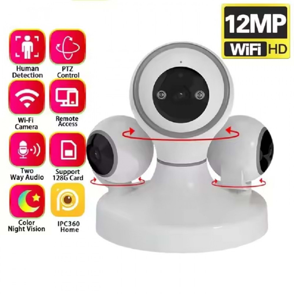 ALOSAT W-9568 WİFİ 3 KAMERA DOM Iki yönlü ses