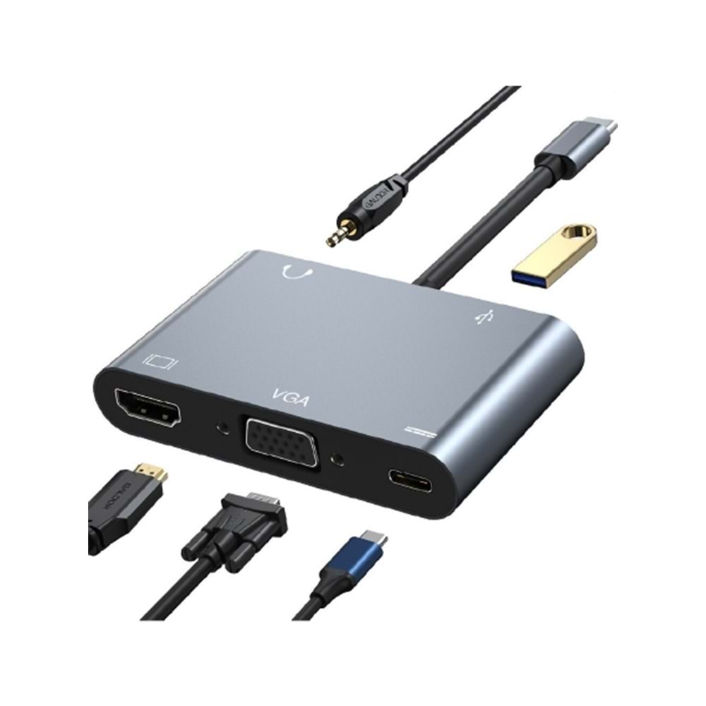 Support 4K BYL-2002 Usb-C Pd 87W 3.5 mm Type-C Bağlantılı Otg Dönüştürücü
