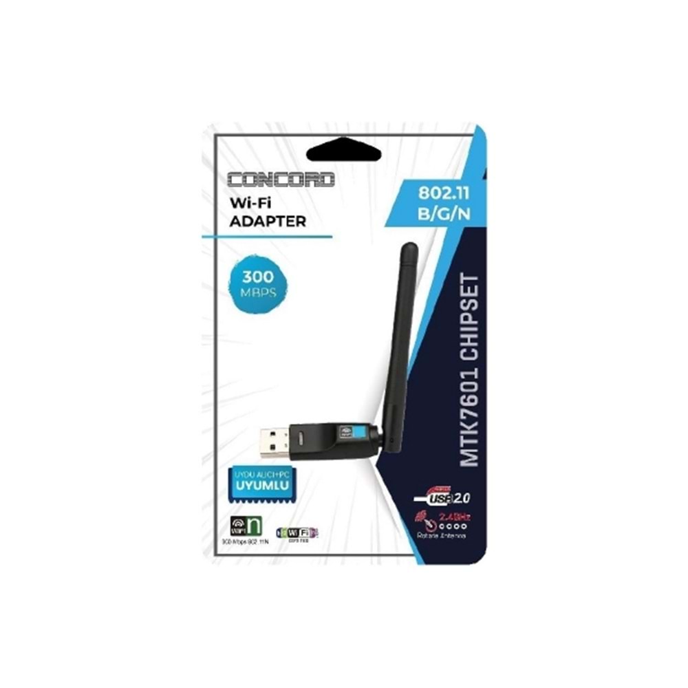 Concord W-7 Uydu Alıcı ve Pc Uyumlu 300 Mbps Wireless USB Adaptör