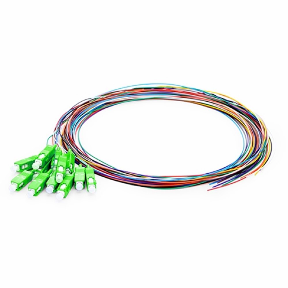 12 Color Fiber Optik Pigtail Single Mode SC APC - Easy Strip - 1.5Metre