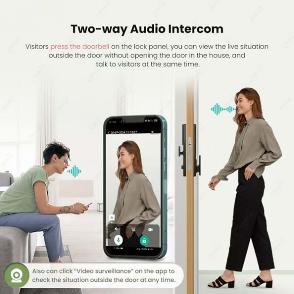 ALOSAT KL6085 MOTORLU KİLİT YÜZ TANIMA , PARMAK İZİ, KART, TUYA SMART LİFE AKILLI KAPI KİLİT SETİ