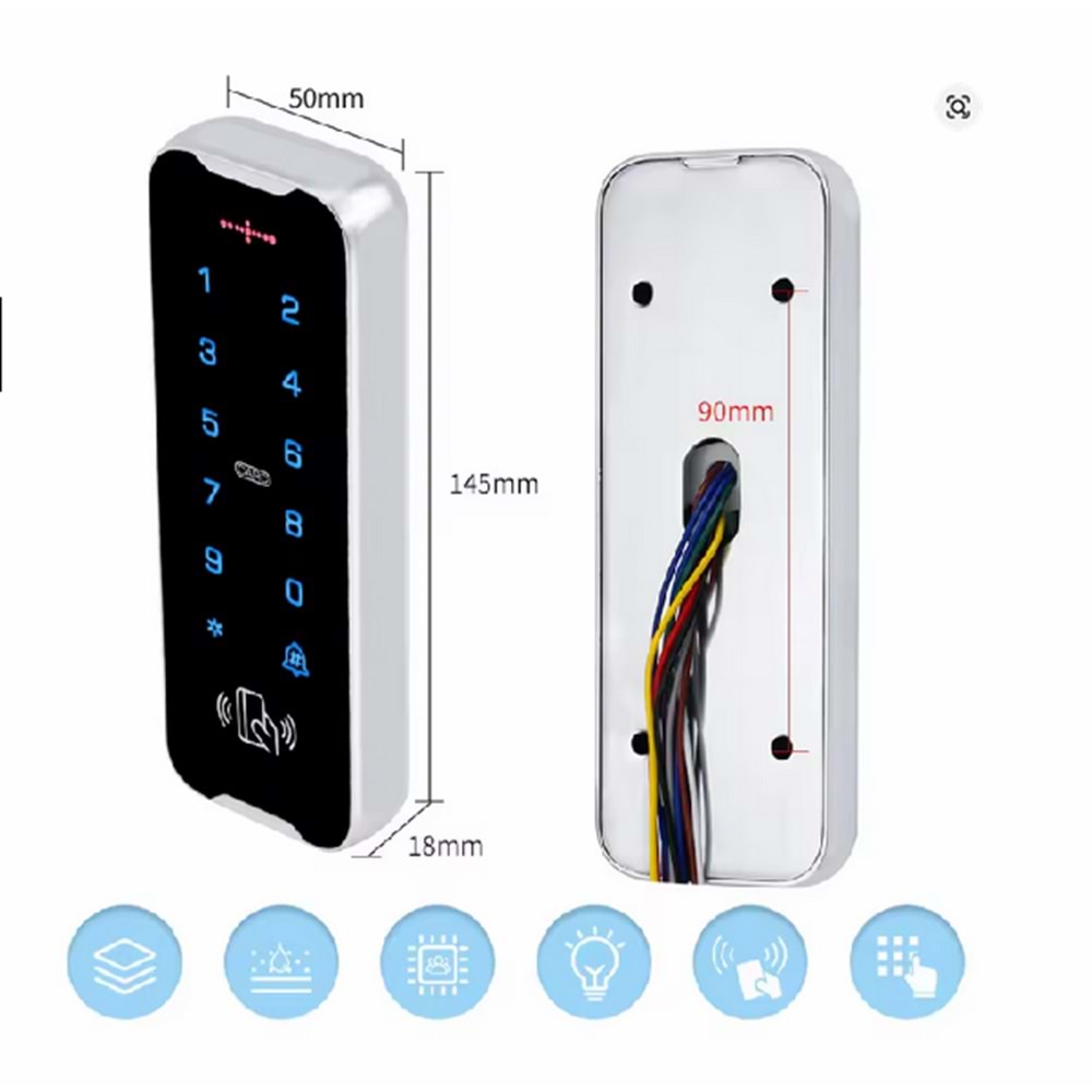 ALOSAT LS-40W METEL KASA Dokunmatik Tuş Takımı Kapı Şifreli Kart Okuyucu