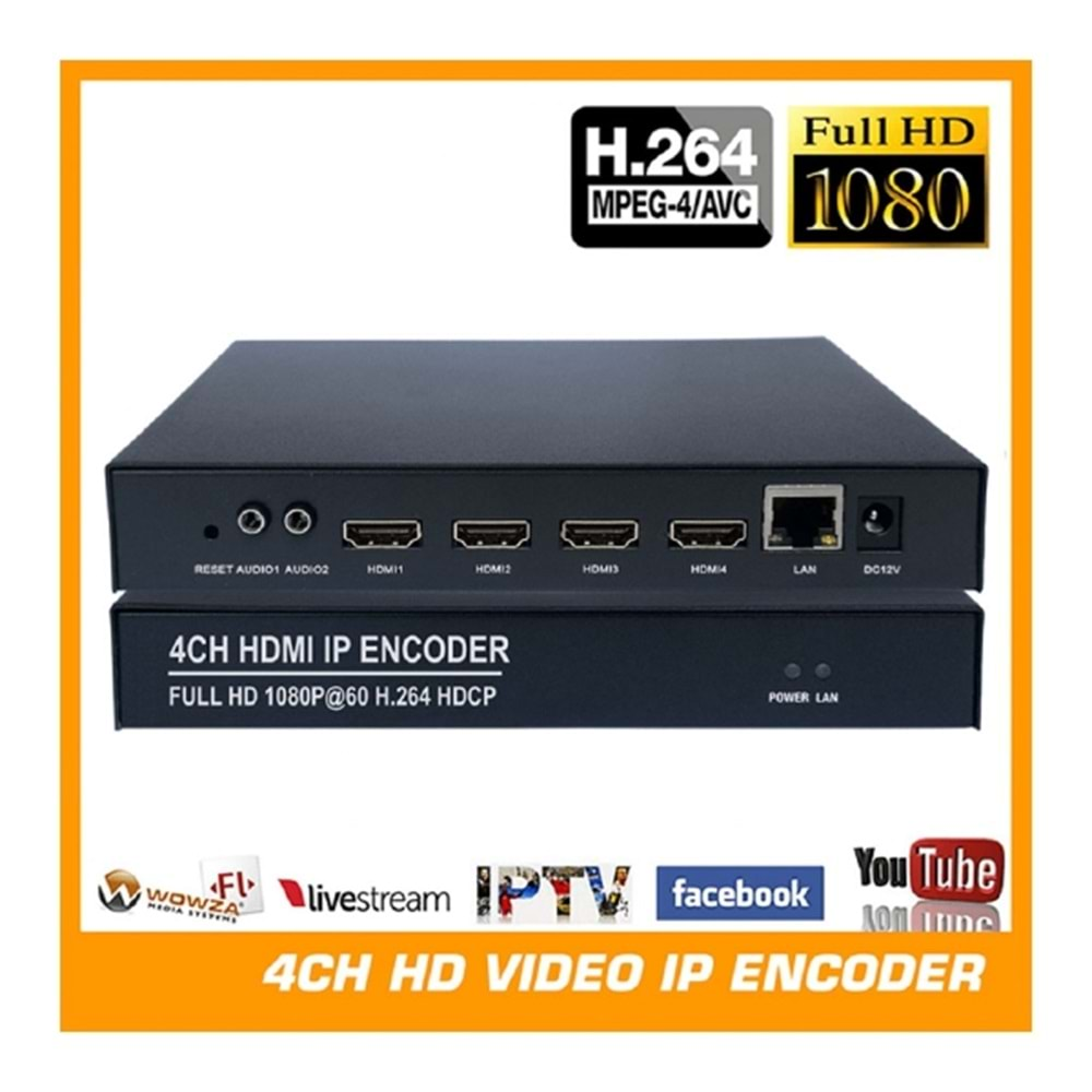 ALPSAT AS264-4C 4 HDMI Girişli H.264 IP Encoder