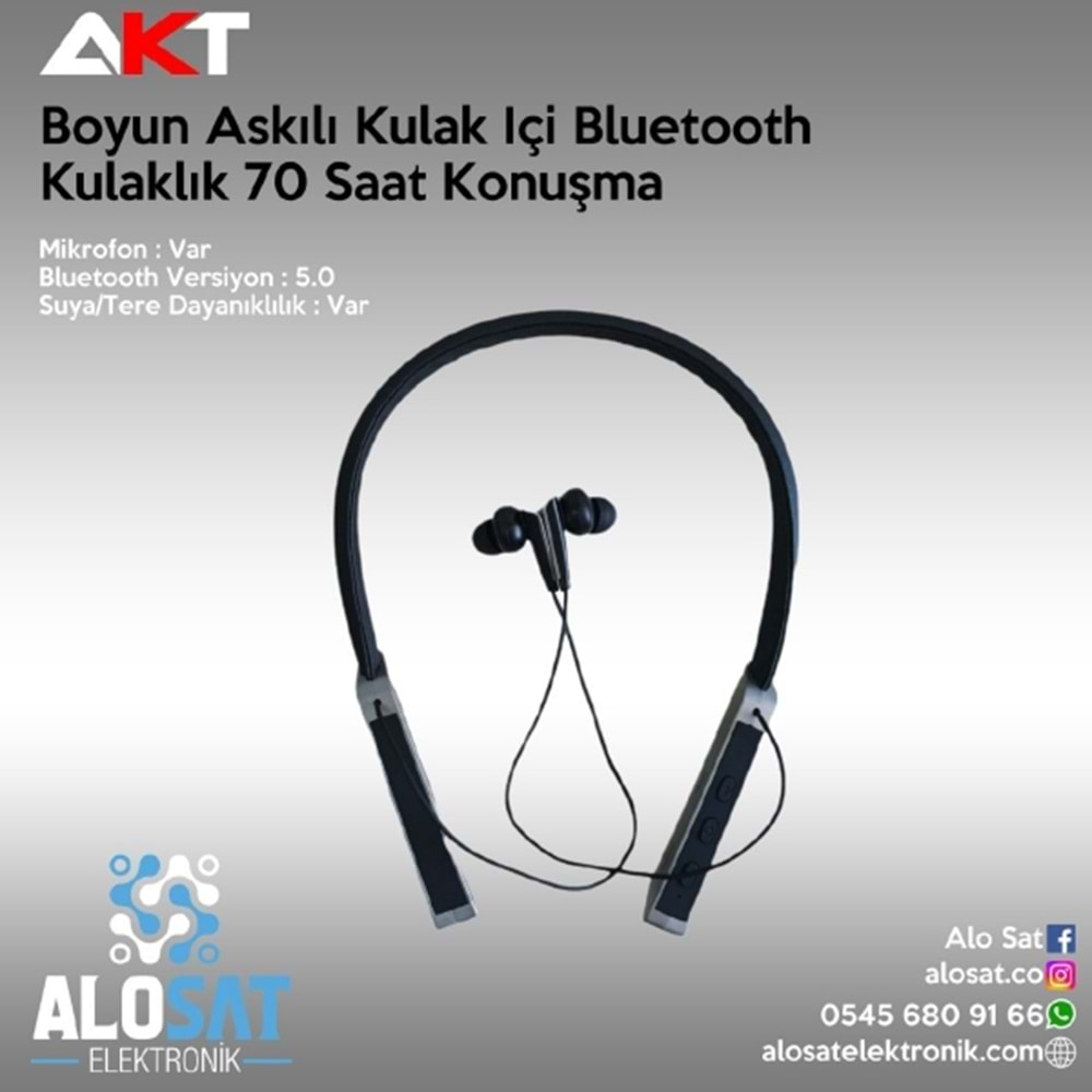 AKT B70s BLUETOOTH BOYUN KULAKLIK--GARANTİLİ --3 DİL SEÇENEĞİ (TÜRKÇE,ARAPÇE ve İNGİLİZCE)