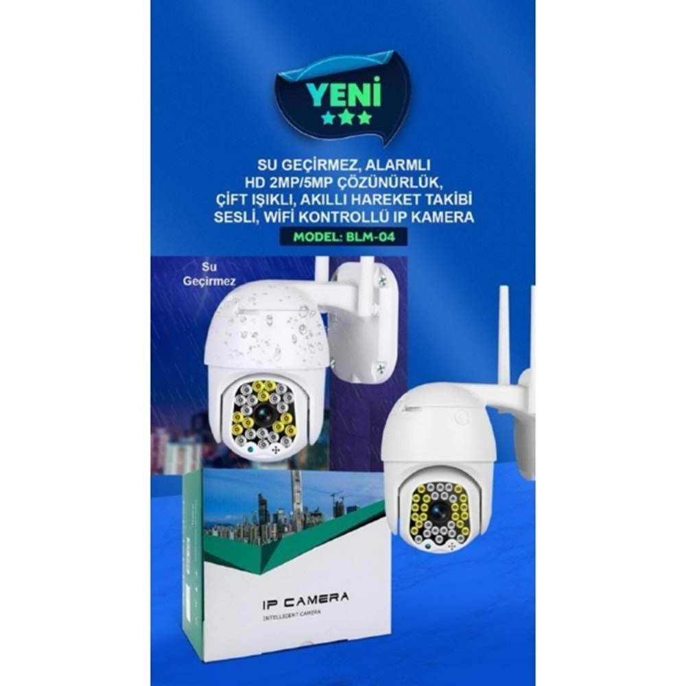 Blic BLM-04 Yoosee Akıllı IP Kamera DİJİTAL ZOOMALARM ÖZELLİĞİHD/2MP-5MP ÇÖZÜNÜRLÜKÇİFT ÇIKIŞLISESLİ AKILLI HAREKET TAKİBİWİFİ KONTROLLÜ İP KAMERASU GEÇİRMEZGECE GÖRÜŞTF KART GİRİŞİ 128GB KADARUYGULAMA İLE TABLET-PC-TELEFON İLE İZLEMEİÇİNDEKİLER1-