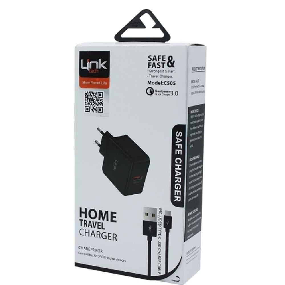 Linktech C505 Safe Quick Charge 3.0 Type-C Hızlı Şarj Aleti