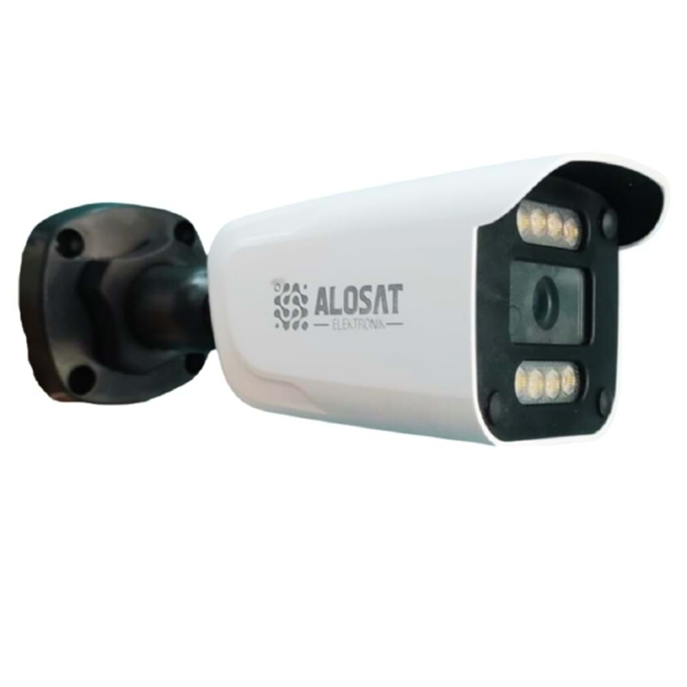 ALOSAT 5MP H5-2247SPW8 AHD 2,8MM Bullet Dahili ses Gece Renkli 8Warm Light LED AHD 5MP Güvenlik Kamera PLASTIK KASA 5Mp Sabit Lens, 1/2,7