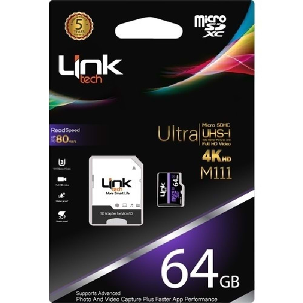 Linktech LMC-M111 64GB MicroSDHC Class 10 Hafıza Kartı + AdaptörLinktech