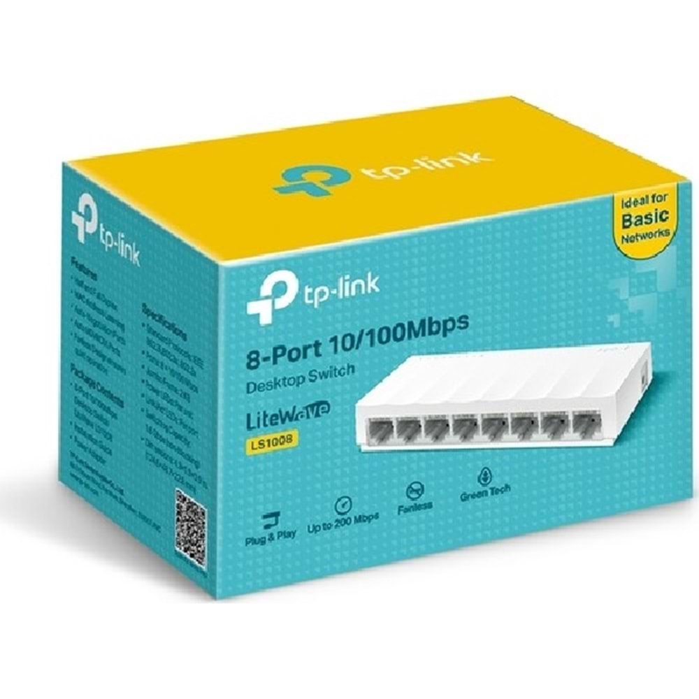 TP-LINK LS1008 8 Port 10/100 Yönetilemez Plastik Kasa Switch #alosat