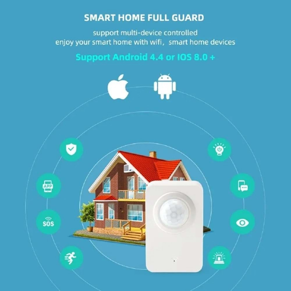 ALOSAT P06 Kablosuz Pır Dedektör Smart Home Tuya APP Wi-Fi PIR