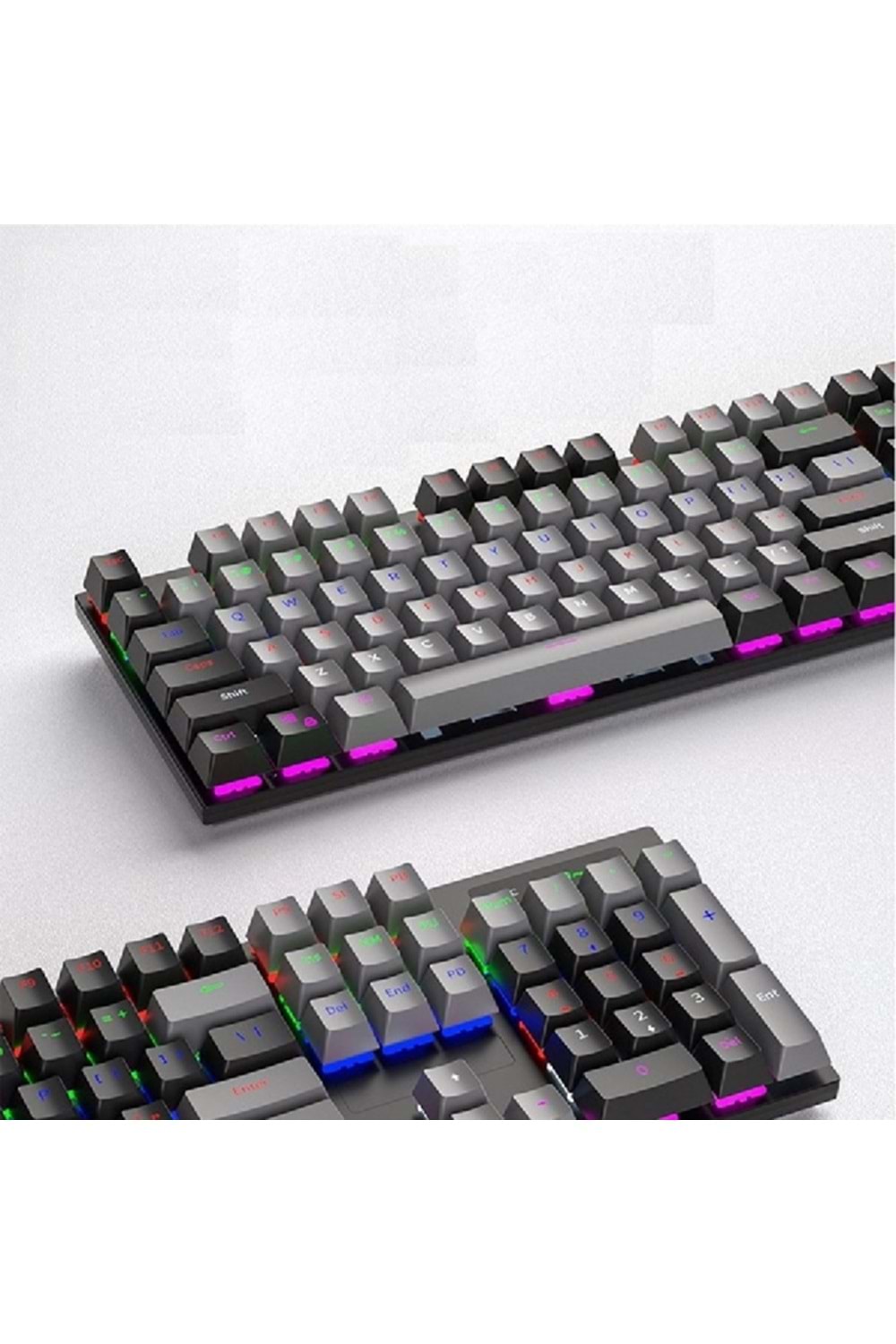 XUNFOX K50 Gaming Mechanical Keyboard USB Luminous Color Wired 104 keys with RGB Light Blue Switch for PC Computer Games